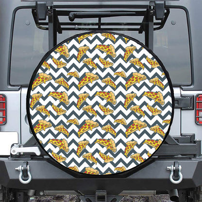 Zigzag Pizza Pattern Print Leather Spare Tire Cover