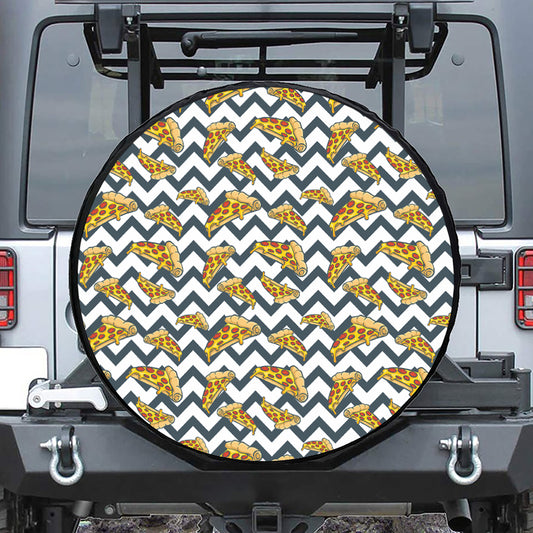 Zigzag Pizza Pattern Print Leather Spare Tire Cover
