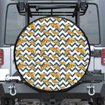 Zigzag Pizza Pattern Print Leather Spare Tire Cover