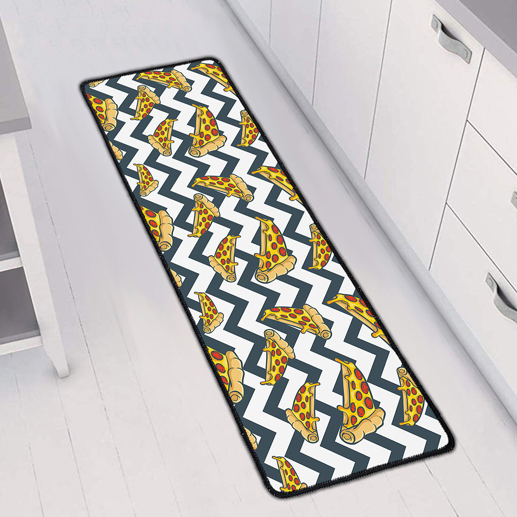 Zigzag Pizza Pattern Print Long Kitchen Mat