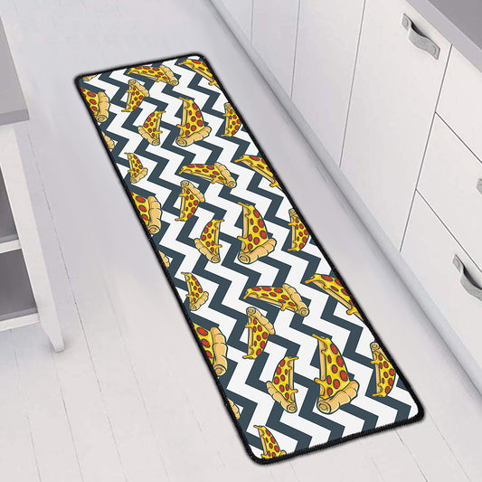 Zigzag Pizza Pattern Print Long Kitchen Mat