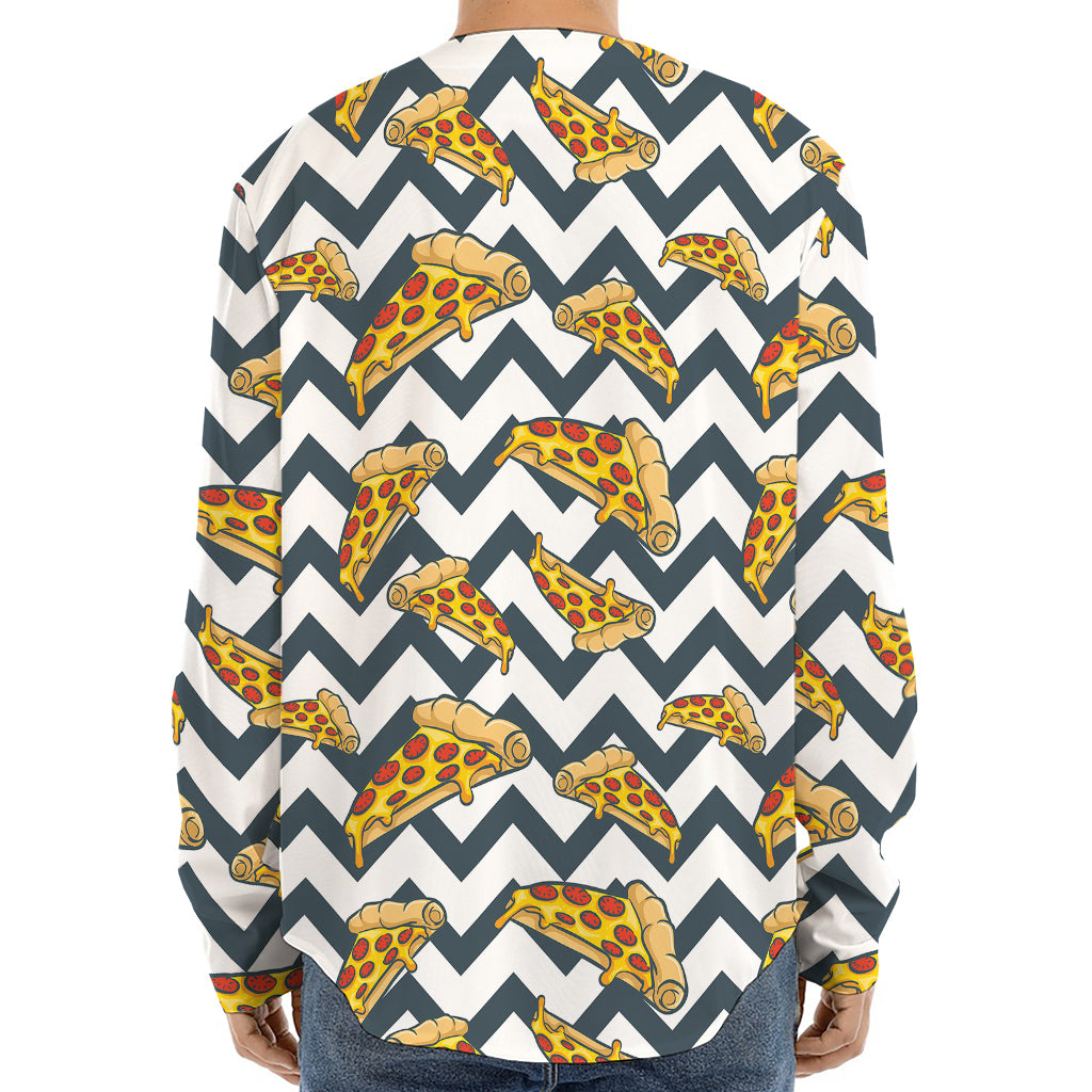 Zigzag Pizza Pattern Print Long Sleeve Baseball Jersey