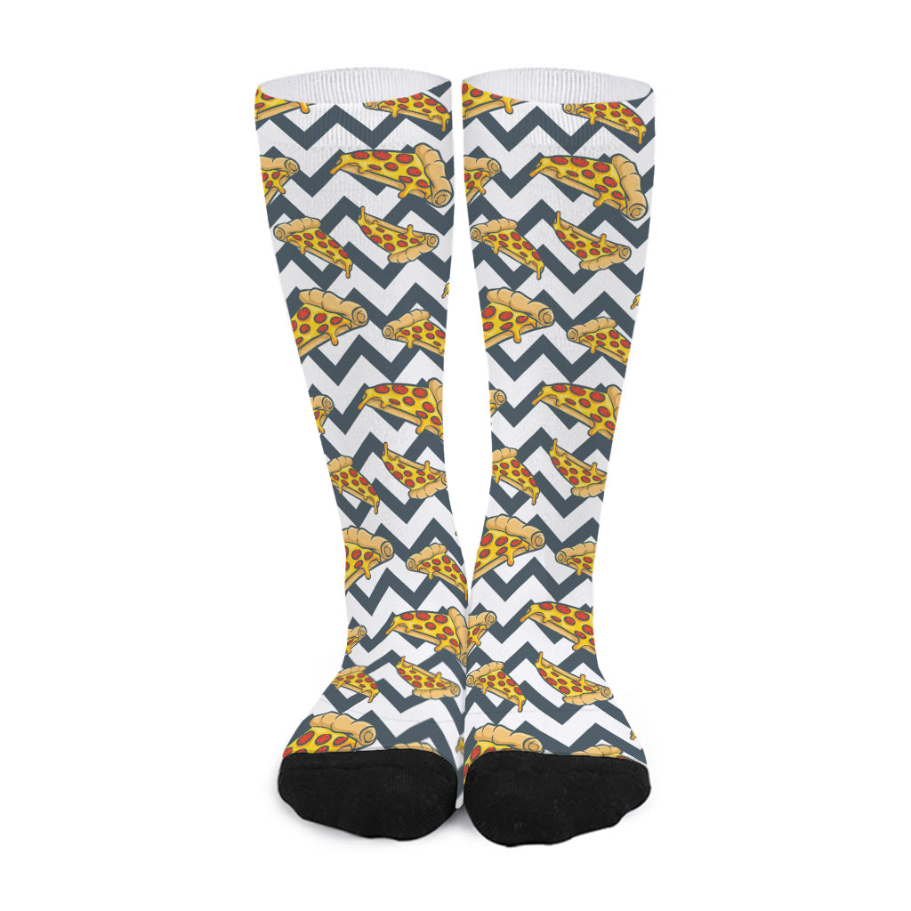 Zigzag Pizza Pattern Print Long Socks