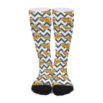Zigzag Pizza Pattern Print Long Socks