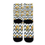 Zigzag Pizza Pattern Print Long Socks