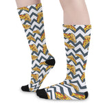 Zigzag Pizza Pattern Print Long Socks