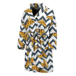 Zigzag Pizza Pattern Print Men's Bathrobe