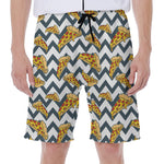 Zigzag Pizza Pattern Print Men's Beach Shorts