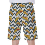 Zigzag Pizza Pattern Print Men's Beach Shorts