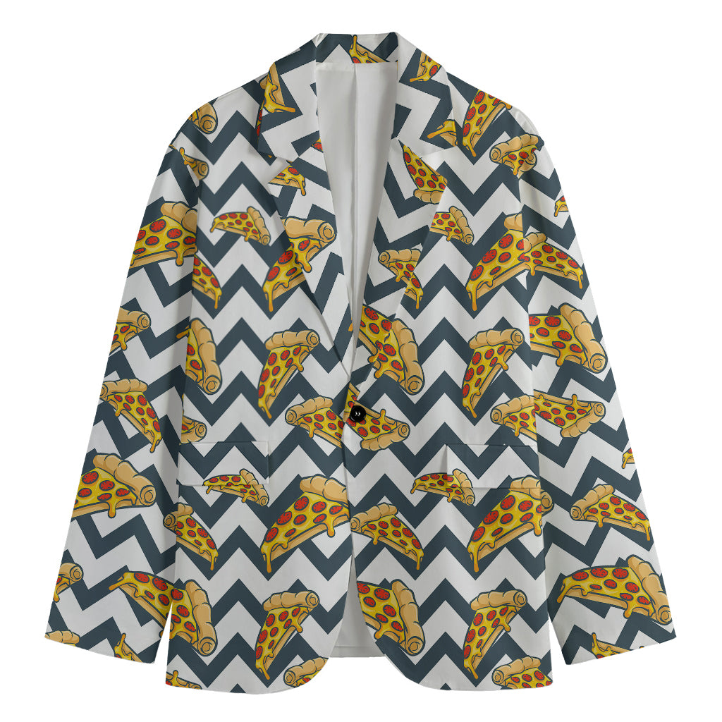 Zigzag Pizza Pattern Print Men's Blazer