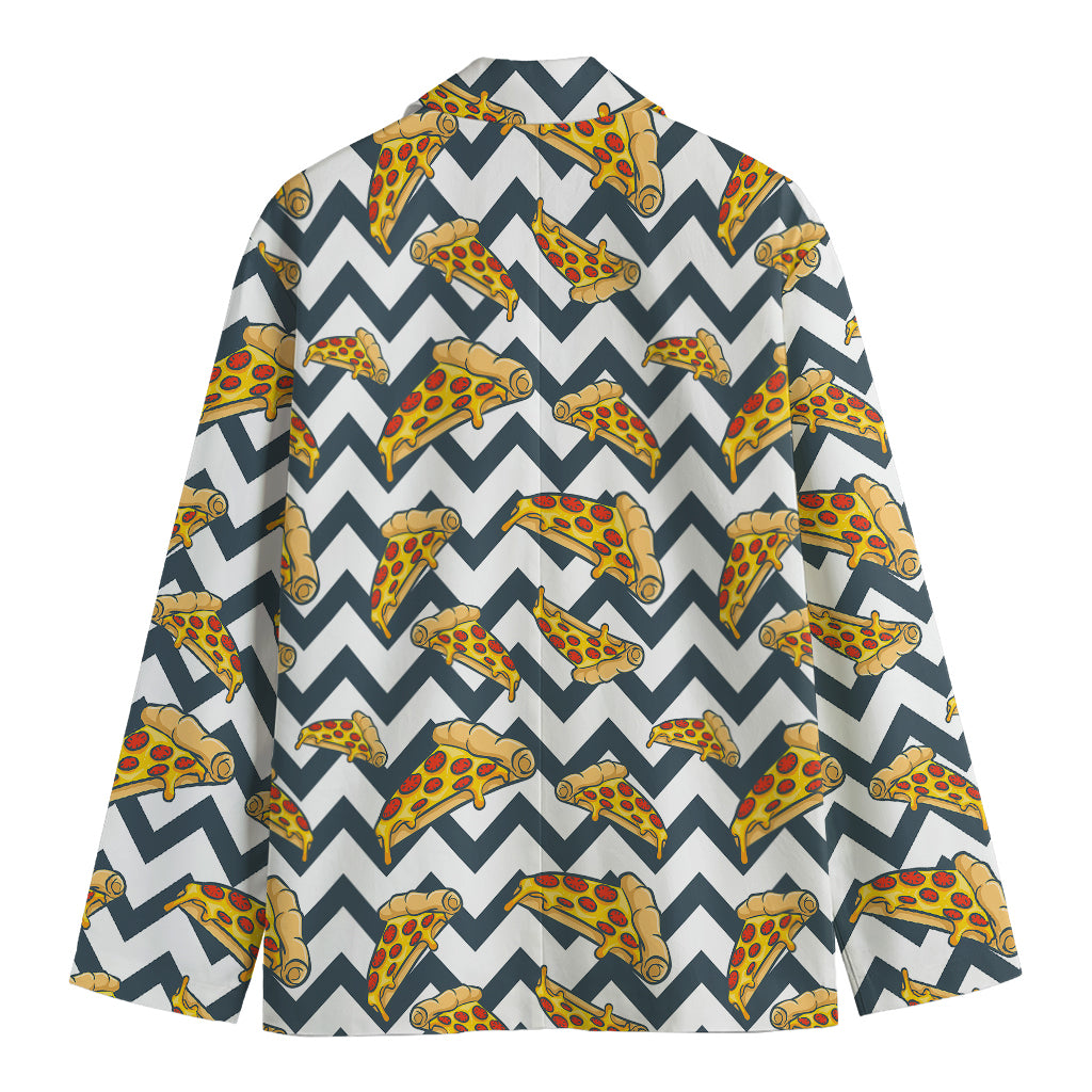 Zigzag Pizza Pattern Print Men's Blazer