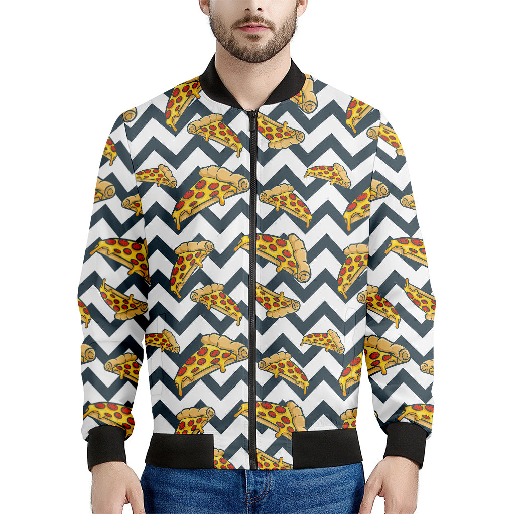 Zigzag Pizza Pattern Print Men's Bomber Jacket