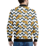 Zigzag Pizza Pattern Print Men's Bomber Jacket