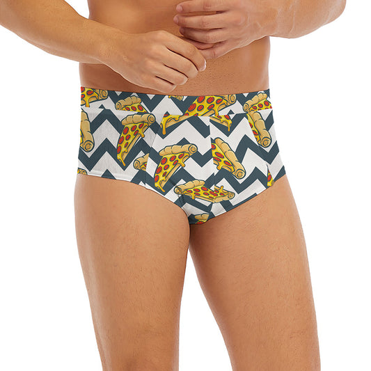 Zigzag Pizza Pattern Print Men's Briefs