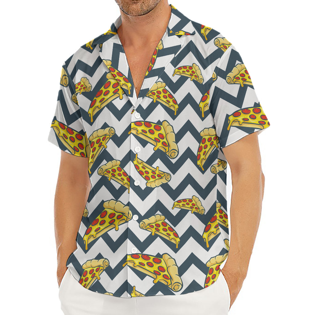 Zigzag Pizza Pattern Print Men's Deep V-Neck Shirt