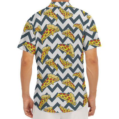 Zigzag Pizza Pattern Print Men's Deep V-Neck Shirt