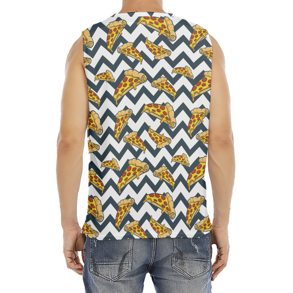 Zigzag Pizza Pattern Print Men's Fitness Tank Top