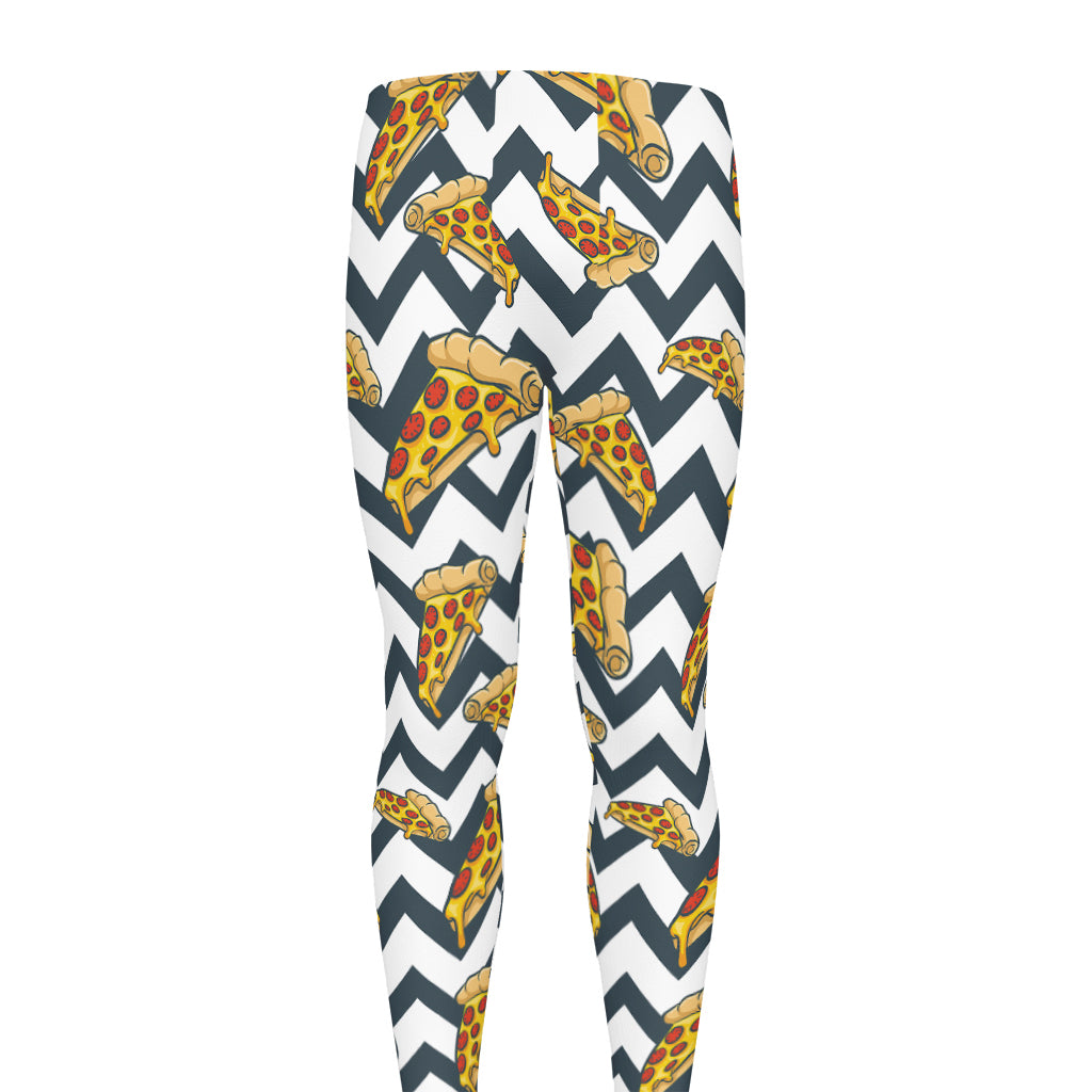 Zigzag Pizza Pattern Print Men's leggings