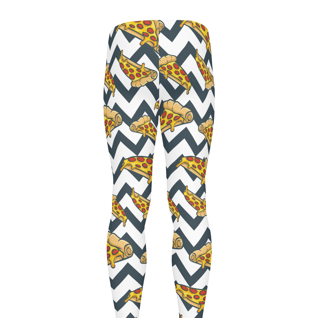 Zigzag Pizza Pattern Print Men's leggings