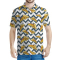 Zigzag Pizza Pattern Print Men's Polo Shirt