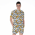 Zigzag Pizza Pattern Print Men's Romper