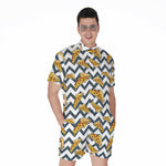 Zigzag Pizza Pattern Print Men's Rompers
