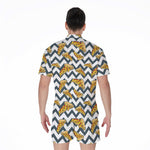 Zigzag Pizza Pattern Print Men's Rompers