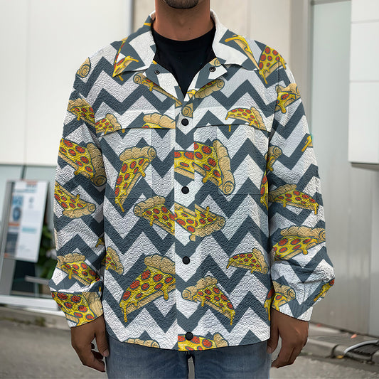 Zigzag Pizza Pattern Print Men's Shirt Jacket