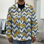Zigzag Pizza Pattern Print Men's Shirt Jacket