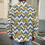 Zigzag Pizza Pattern Print Men's Shirt Jacket