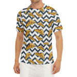 Zigzag Pizza Pattern Print Men's Short Sleeve Rash Guard