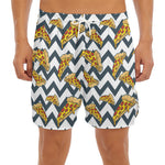 Zigzag Pizza Pattern Print Men's Split Running Shorts