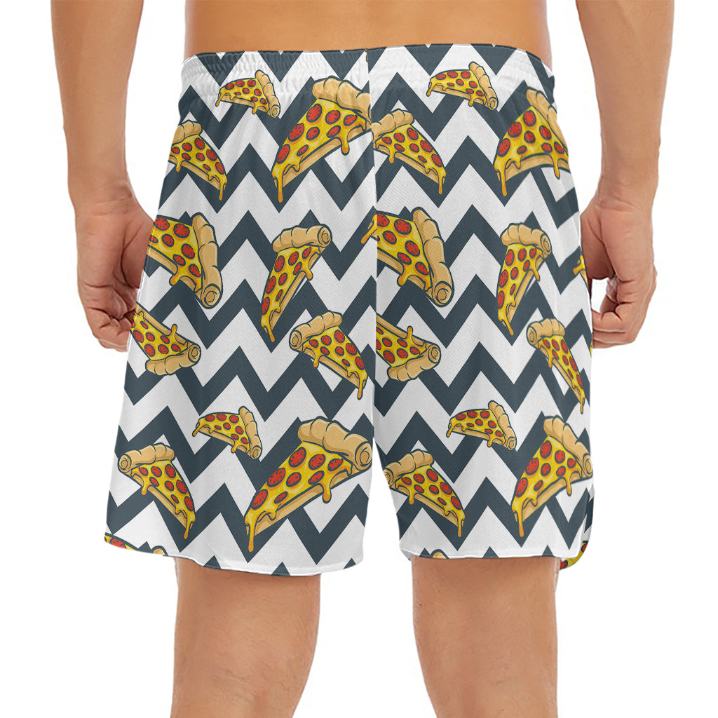 Zigzag Pizza Pattern Print Men's Split Running Shorts