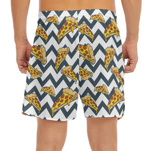 Zigzag Pizza Pattern Print Men's Split Running Shorts