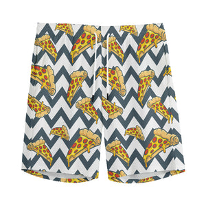 Zigzag Pizza Pattern Print Men's Sports Shorts