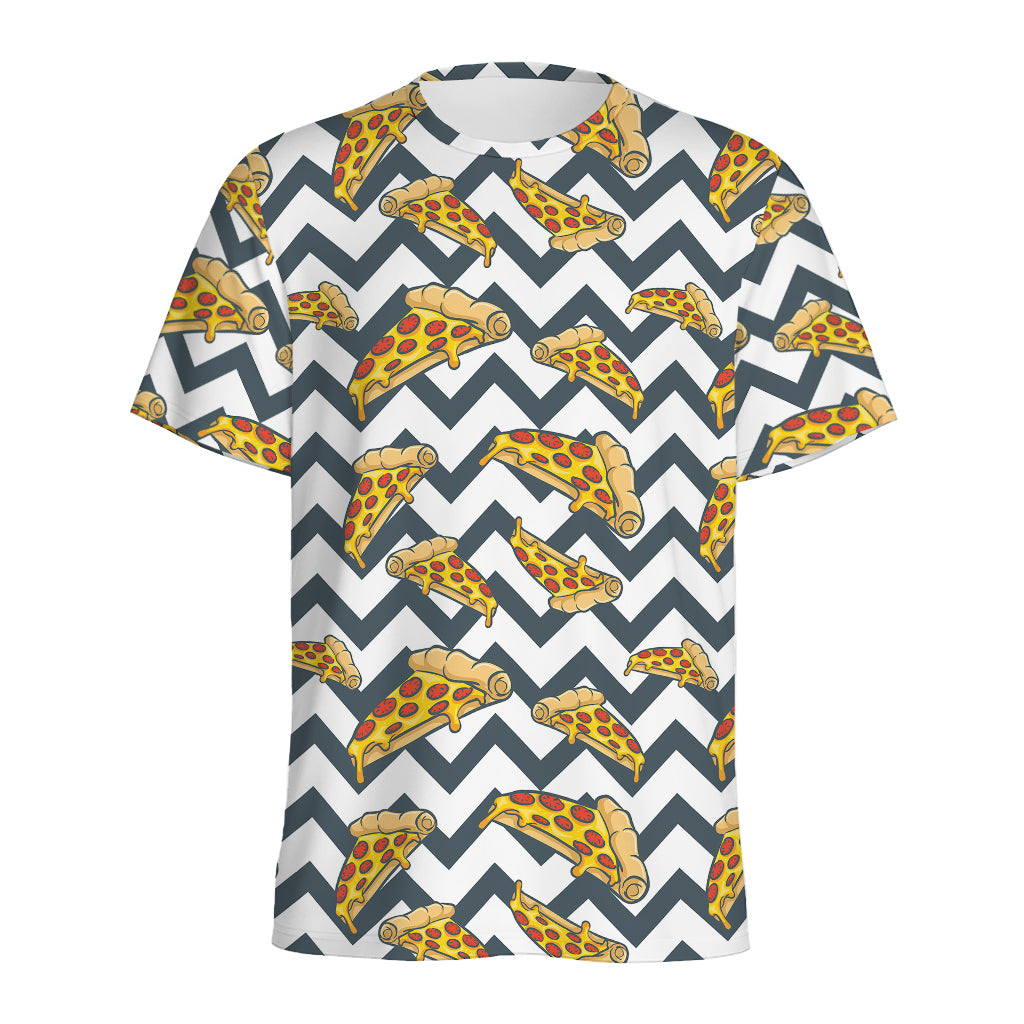 Zigzag Pizza Pattern Print Men's Sports T-Shirt