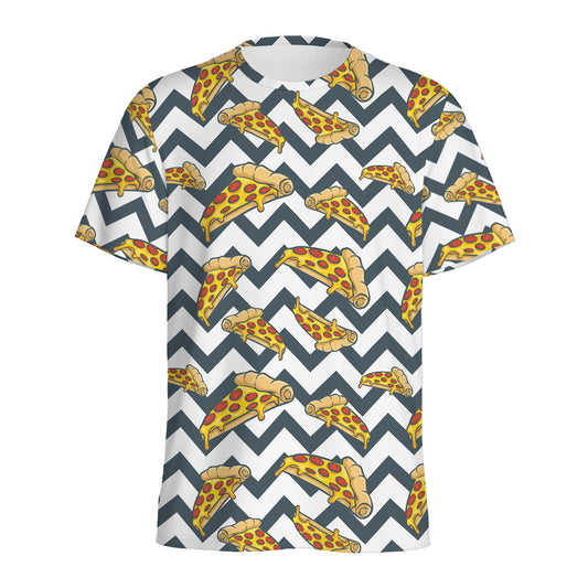 Zigzag Pizza Pattern Print Men's Sports T-Shirt