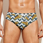 Zigzag Pizza Pattern Print Men's Swim Briefs