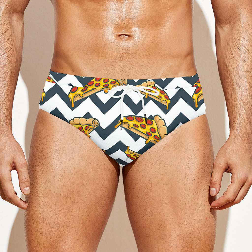 Zigzag Pizza Pattern Print Men's Swim Briefs