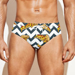 Zigzag Pizza Pattern Print Men's Swim Briefs