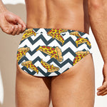 Zigzag Pizza Pattern Print Men's Swim Briefs