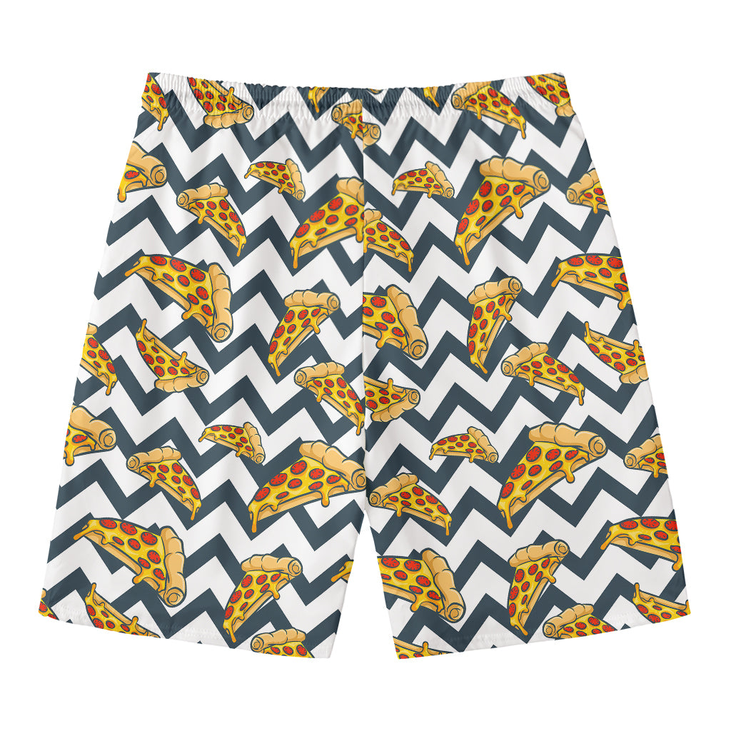 Zigzag Pizza Pattern Print Men's Swim Trunks