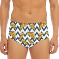 Zigzag Pizza Pattern Print Men's Triangle Swim Briefs
