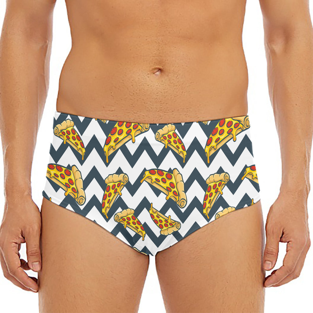 Zigzag Pizza Pattern Print Men's Triangle Swim Briefs