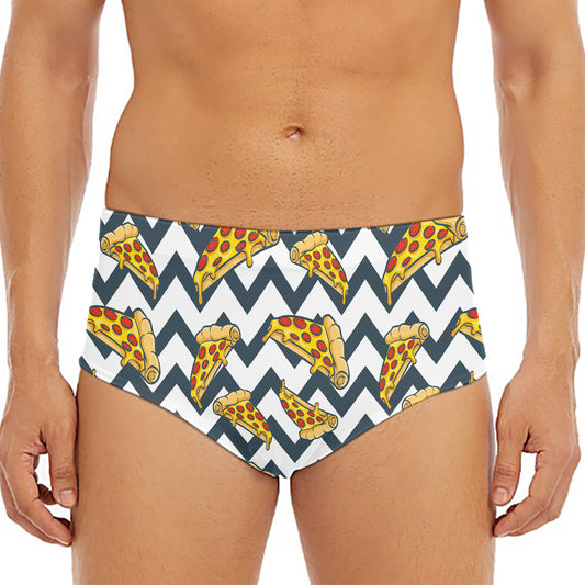 Zigzag Pizza Pattern Print Men's Triangle Swim Briefs
