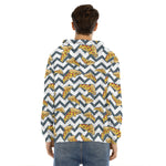 Zigzag Pizza Pattern Print Men's Velvet Pullover Hoodie
