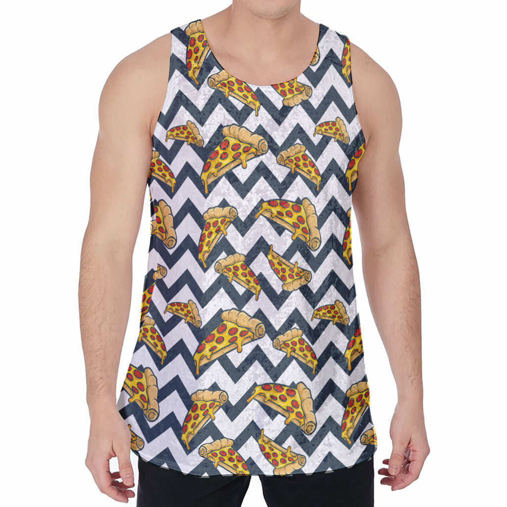 Zigzag Pizza Pattern Print Men's Velvet Tank Top