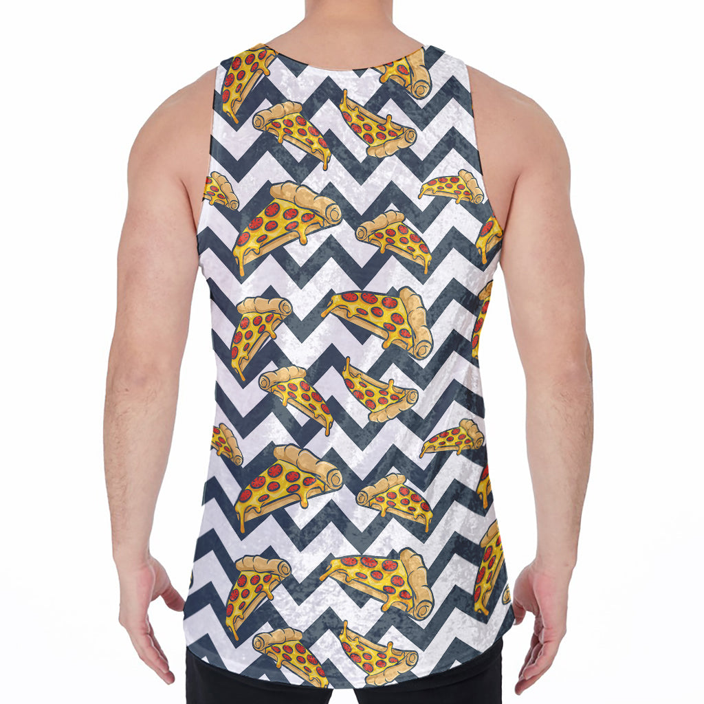 Zigzag Pizza Pattern Print Men's Velvet Tank Top