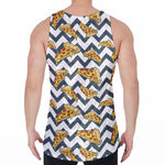 Zigzag Pizza Pattern Print Men's Velvet Tank Top