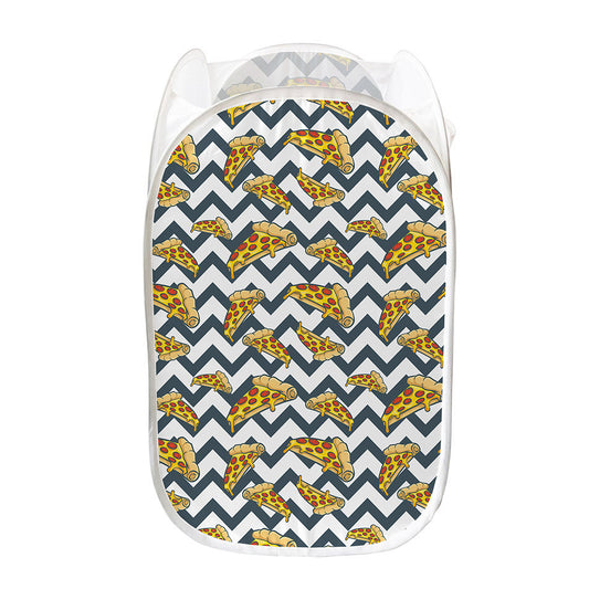 Zigzag Pizza Pattern Print Mesh Laundry Hamper